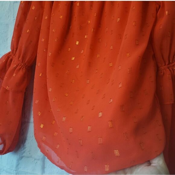 BEBE Chiffon Off-Shoulder Blouse XXS - Picture 2 of 8